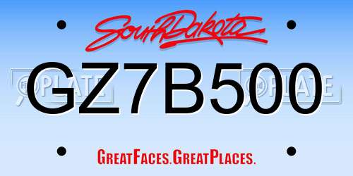 GZ7B500 South Dakota License Plate