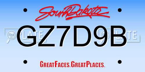 GZ7D9B South Dakota License Plate