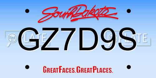 GZ7D9S South Dakota License Plate