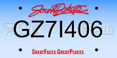 GZ7I406 South Dakota License Plate