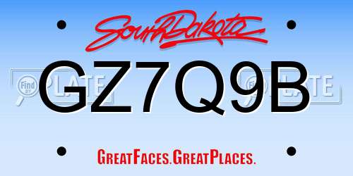 GZ7Q9B South Dakota License Plate