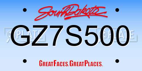 GZ7S500 South Dakota License Plate