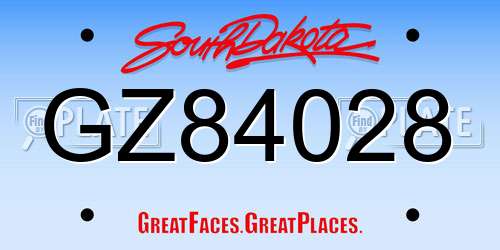 GZ84028 South Dakota License Plate