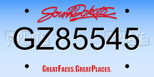 GZ85545 South Dakota License Plate