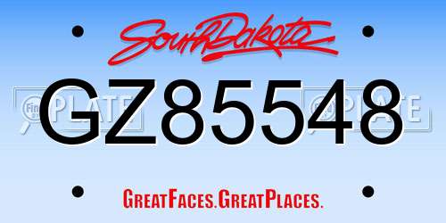 GZ85548 South Dakota License Plate