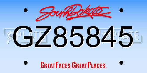GZ85845 South Dakota License Plate