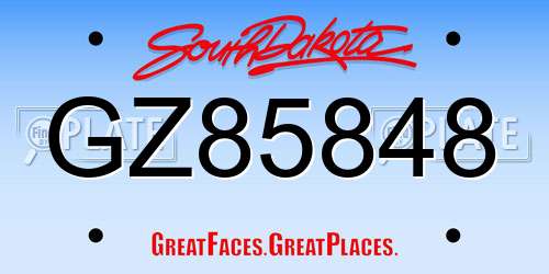 GZ85848 South Dakota License Plate