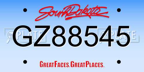 GZ88545 South Dakota License Plate