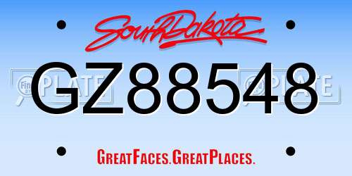 GZ88548 South Dakota License Plate
