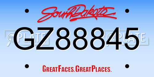 GZ88845 South Dakota License Plate