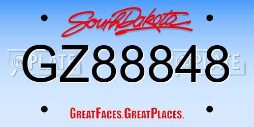 GZ88848 South Dakota License Plate
