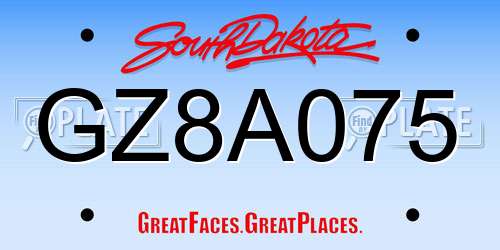 GZ8A075 South Dakota License Plate