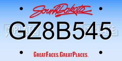 GZ8B545 South Dakota License Plate