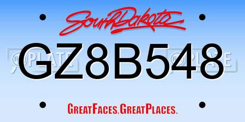 GZ8B548 South Dakota License Plate