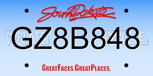 GZ8B848 South Dakota License Plate