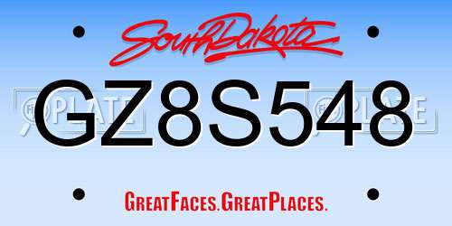 GZ8S548 South Dakota License Plate