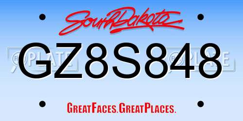 GZ8S848 South Dakota License Plate