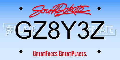 GZ8Y3Z South Dakota License Plate