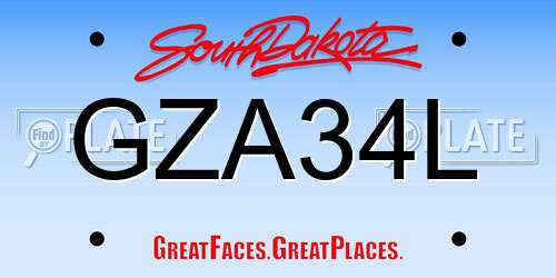 GZA34L South Dakota License Plate