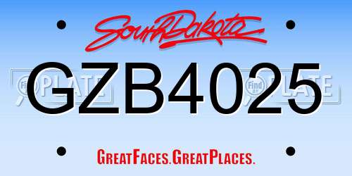 GZB4025 South Dakota License Plate