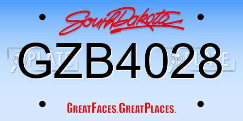 GZB4028 South Dakota License Plate