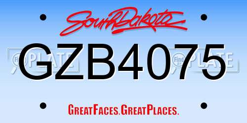 GZB4075 South Dakota License Plate