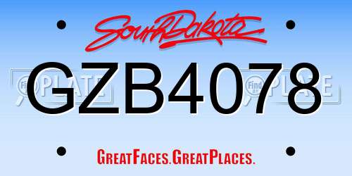 GZB4078 South Dakota License Plate