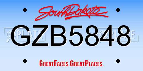 GZB5848 South Dakota License Plate