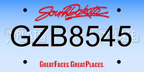 GZB8545 South Dakota License Plate