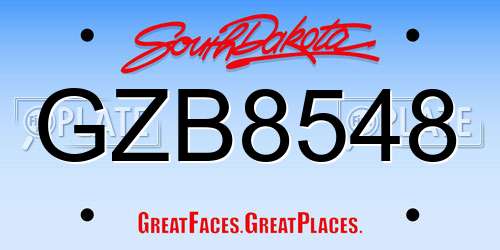 GZB8548 South Dakota License Plate