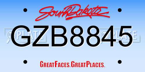 GZB8845 South Dakota License Plate