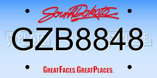 GZB8848 South Dakota License Plate