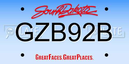 GZB92B South Dakota License Plate
