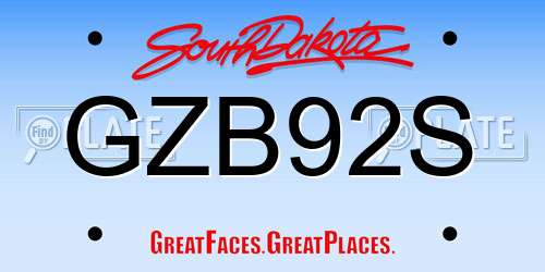 GZB92S South Dakota License Plate