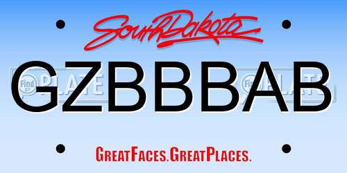 GZBBBAB South Dakota License Plate