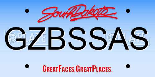 GZBSSAS South Dakota License Plate