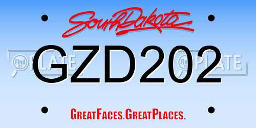 GZD202 South Dakota License Plate