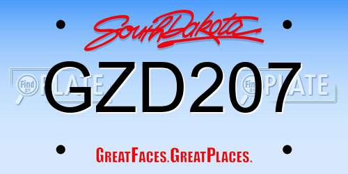 GZD207 South Dakota License Plate