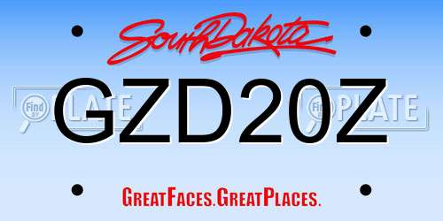 GZD20Z South Dakota License Plate