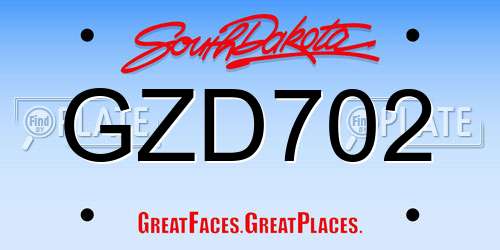 GZD702 South Dakota License Plate