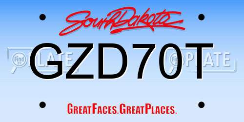 GZD70T South Dakota License Plate