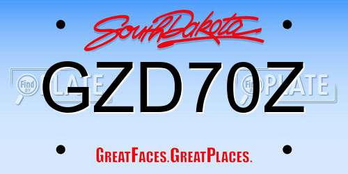 GZD70Z South Dakota License Plate
