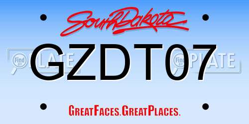 GZDT07 South Dakota License Plate