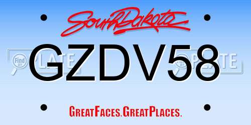 GZDV58 South Dakota License Plate