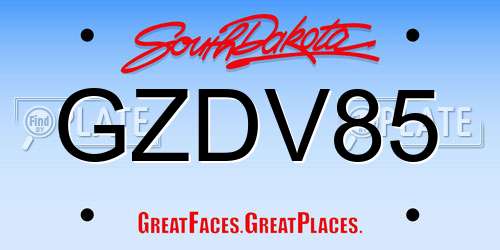GZDV85 South Dakota License Plate