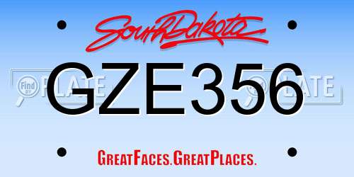 GZE356 South Dakota License Plate
