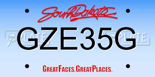 GZE35G South Dakota License Plate
