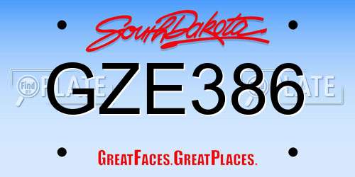 GZE386 South Dakota License Plate