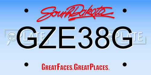 GZE38G South Dakota License Plate