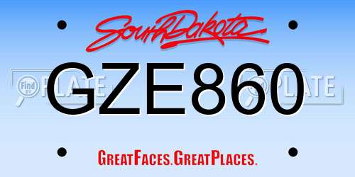 GZE860 South Dakota License Plate
